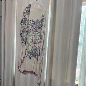 Floral Kimono with Tassel Trim